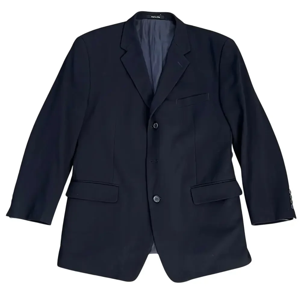 Vintage Calvin Klein Mens Classic Navy 3 Button Wool Blazer/Sports Coat Size 44R